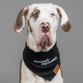 Load image into Gallery viewer, Great Dane wearing the Emotionally Dependent black bandana for large dogs
